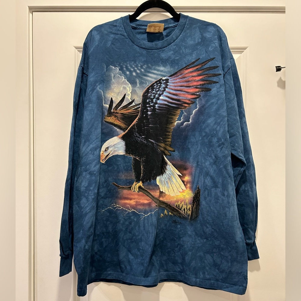 The Mountain Bald Eagle Graphic Long Sleeve Tee XXL Nature Shirt USA Made 2006